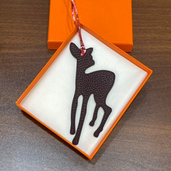 187 Factory Bag Charm Images Blue Atoll Epsom / Dark Coffee Togo Deer Charm