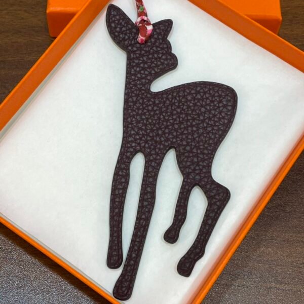 187 Factory Bag Charm Images Blue Atoll Epsom / Dark Coffee Togo Deer Charm