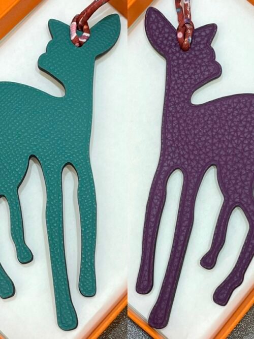 187 Factory Bag Charms Price Malachite Epsom / Violet Togo Deer Charms