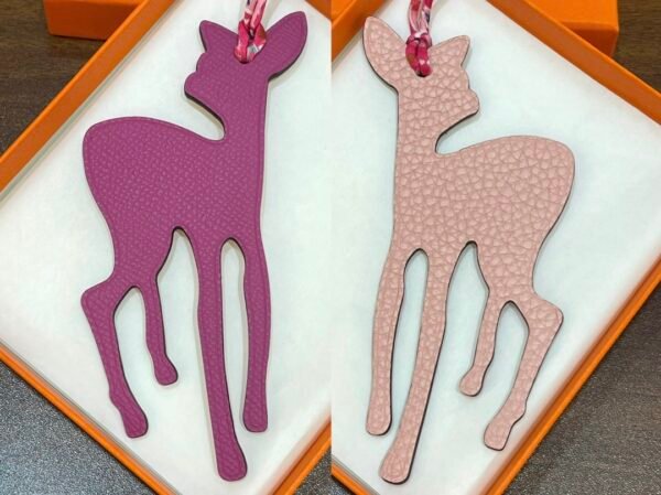 Hong Kong 187 Factory Deer Charm Epsom Rose Purple / Togo Rose Sakura