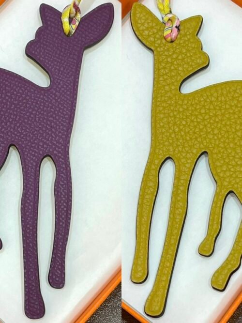 187 Factory Deer Charm Price Violet Epsom Leather / Jaune D’or Togo Leather