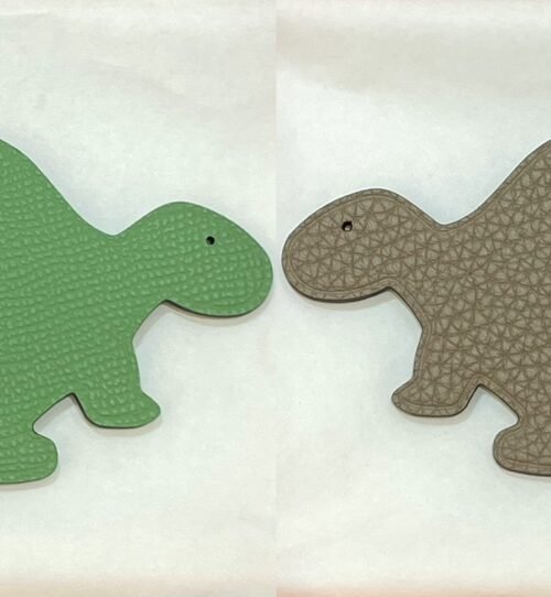 187 Factory Turtle Charms Images Vert Criquet Epsom Leather / Gris Tourterelle Togo Leather