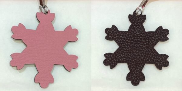187 Factory Snowflake Bag Charm Epsom Leather Rose Confetti / Togo Leather Dark Coffee