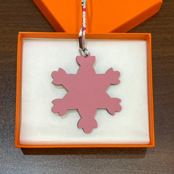 187 Factory Snowflake Bag Charm Epsom Leather Rose Confetti / Togo Leather Dark Coffee