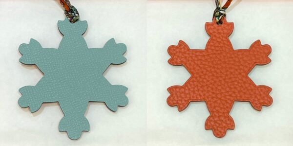 187 Factory Snowflake Charm Images Epsom Leather Blue Attol / Togo Leather Orange