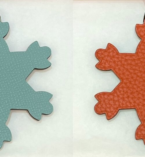 187 Factory Snowflake Charm Images Epsom Leather Blue Attol / Togo Leather Orange