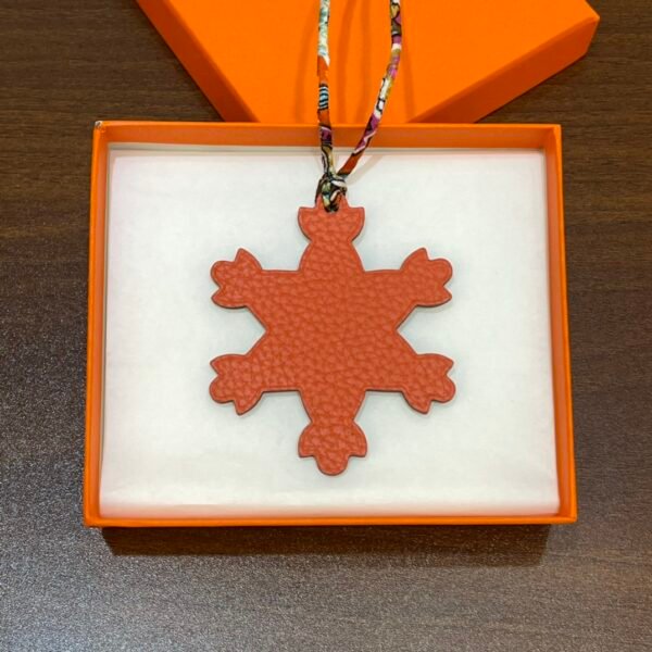 187 Factory Snowflake Charm Images Epsom Leather Blue Attol / Togo Leather Orange