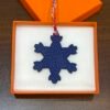 187 Factory Bag Charms Rouge Casaque Epsom Leather / Dark Blue Togo Leather Snowflake Charm