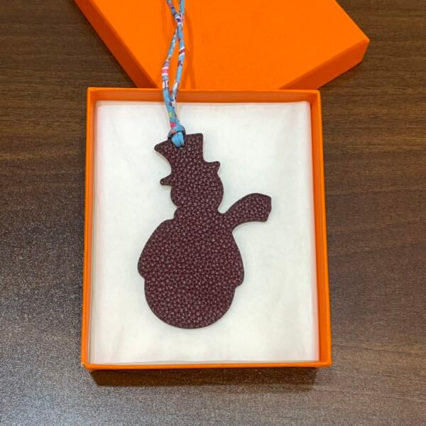 187 Factory Snowman Bag Charm Dark Coffee Togo Leather / Blue Attol Epsom Leather