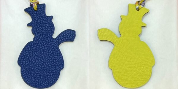 UK London 187 Factory Snowman Charm Togo Leather Blue Saphir / Epsom Leather Lime