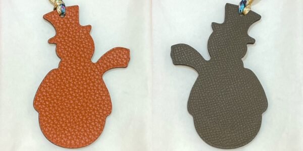 187 Factory Bag Charms Price Orange Togo Leather / Etoupe Epsom Leather Snowman Charm
