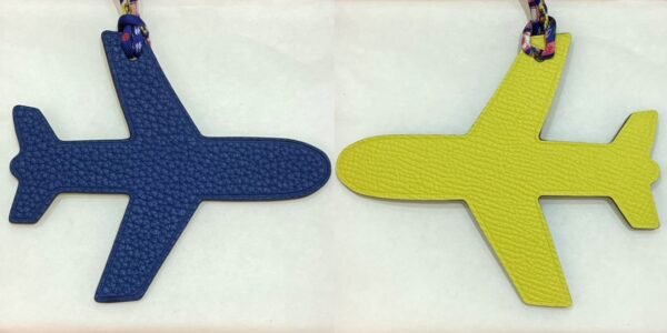 187 Factory Plane Bag Charm Images Togo Leather Blue Saphir / Epsom Leather Lime