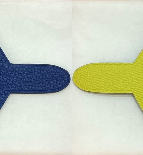 187 Factory Plane Bag Charm Images Togo Leather Blue Saphir / Epsom Leather Lime