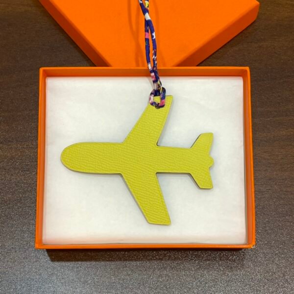 187 Factory Plane Bag Charm Images Togo Leather Blue Saphir / Epsom Leather Lime