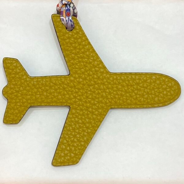 187 Factory Bag Charm Jaune Amber Togo Leather / Violet Epsom Leather Plane Charm