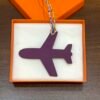 187 Factory Bag Charm Jaune Amber Togo Leather / Violet Epsom Leather Plane Charm