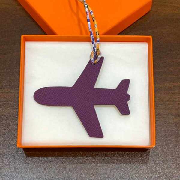 187 Factory Bag Charm Jaune Amber Togo Leather / Violet Epsom Leather Plane Charm
