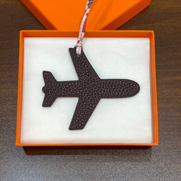 Hong Kong 187 Factory Plane Charm Dark Coffee Togo Leather / Gold Epsom Leather