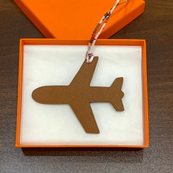 Hong Kong 187 Factory Plane Charm Dark Coffee Togo Leather / Gold Epsom Leather