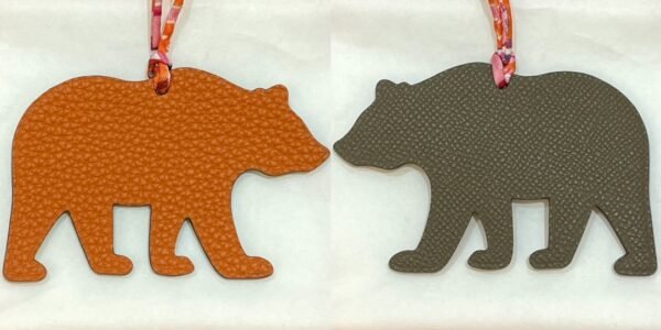 Canada Ottawa 187 Factory Togo Leather Orange / Epsom Leather Etoupe Brown Bear Charm