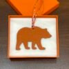 Canada Ottawa 187 Factory Togo Leather Orange / Epsom Leather Etoupe Brown Bear Charm