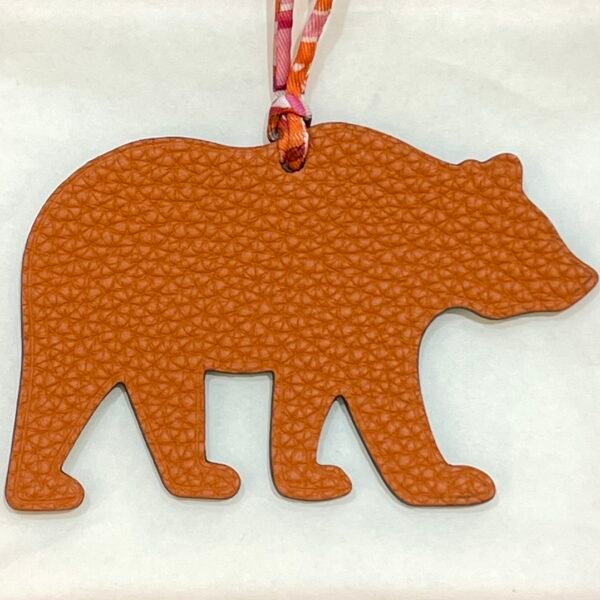 Canada Ottawa 187 Factory Togo Leather Orange / Epsom Leather Etoupe Brown Bear Charm