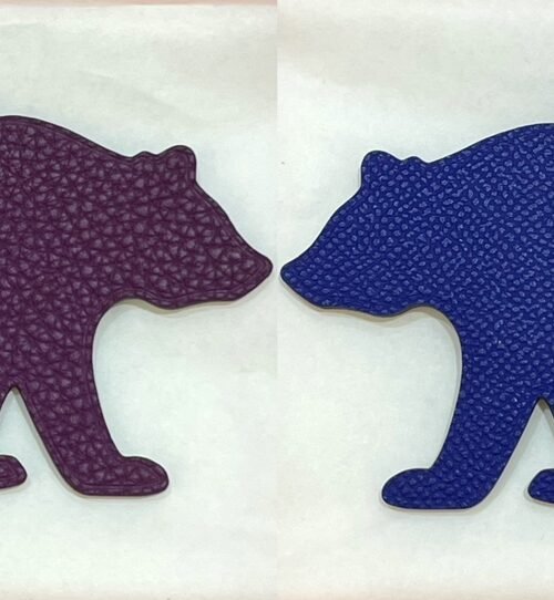 Hong Kong 187 Factory Violet Togo Leather / Blue Saphir Epsom Leather Brown Bear Charm