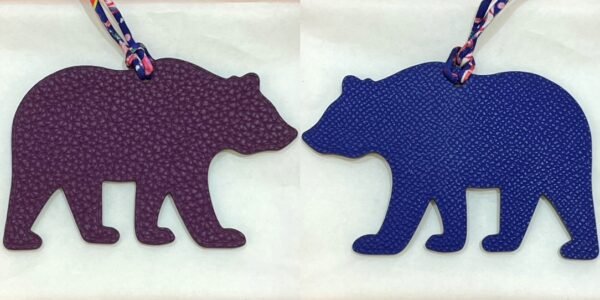 Hong Kong 187 Factory Violet Togo Leather / Blue Saphir Epsom Leather Brown Bear Charm