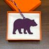 Hong Kong 187 Factory Violet Togo Leather / Blue Saphir Epsom Leather Brown Bear Charm