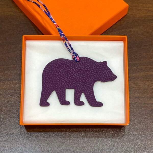 Hong Kong 187 Factory Violet Togo Leather / Blue Saphir Epsom Leather Brown Bear Charm