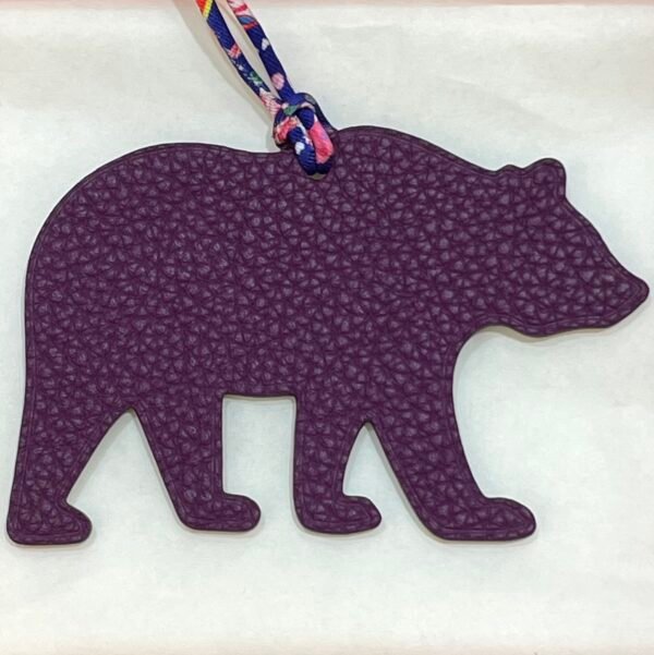Hong Kong 187 Factory Violet Togo Leather / Blue Saphir Epsom Leather Brown Bear Charm