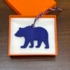 Hong Kong 187 Factory Violet Togo Leather / Blue Saphir Epsom Leather Brown Bear Charm