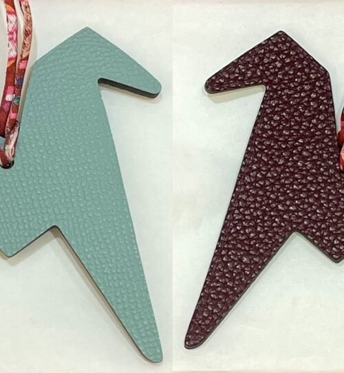 Taiwan 187 Factory Paper Crane Charm Blue Atoll Epsom / Bordeaux Togo Leather