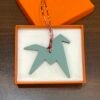 Taiwan 187 Factory Paper Crane Charm Blue Atoll Epsom / Bordeaux Togo Leather