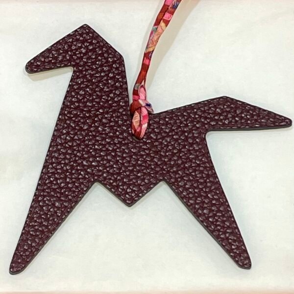 Taiwan 187 Factory Paper Crane Charm Blue Atoll Epsom / Bordeaux Togo Leather