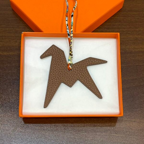 187 Factory Bag Charms Blue Lin Epsom Leather / Gold Togo Leather Paper Crane Charm