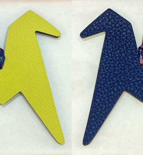 UK London 187 Factory Paper Crane Charm Lime Epsom Leather / Dark Blue Togo Leather