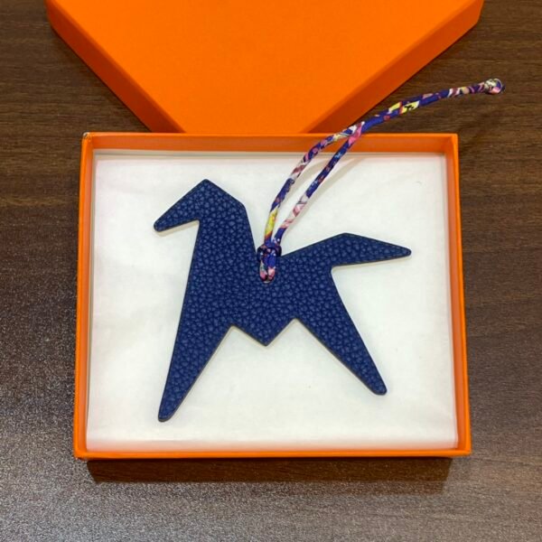 UK London 187 Factory Paper Crane Charm Lime Epsom Leather / Dark Blue Togo Leather