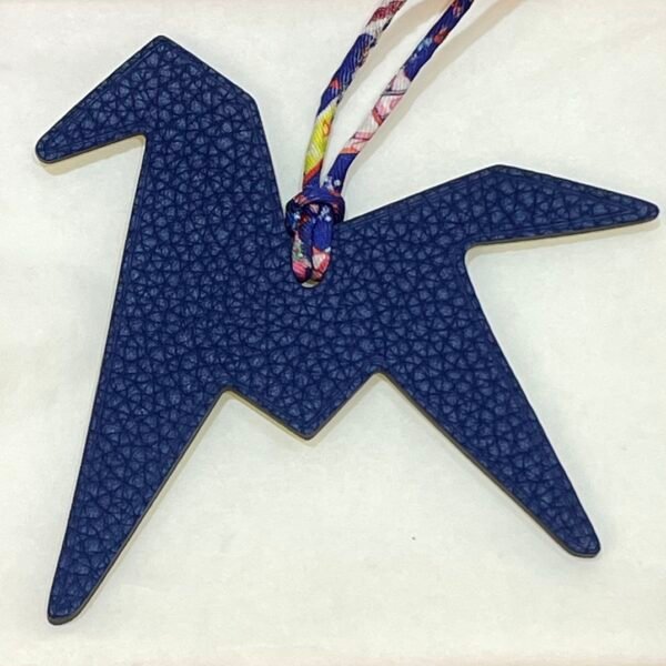 UK London 187 Factory Paper Crane Charm Lime Epsom Leather / Dark Blue Togo Leather
