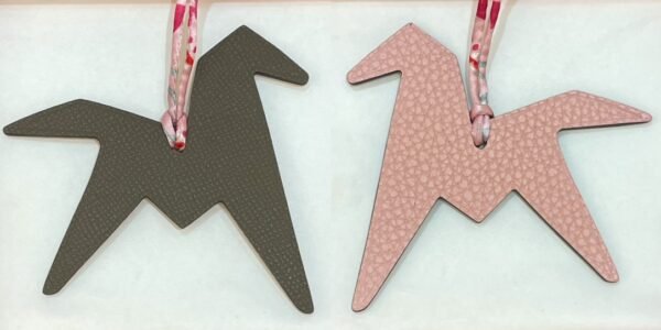 UAE Dubai 187 Factory Paper Crane Charm Epsom Leather Etoupe / Togo Leather Rose Eglantine