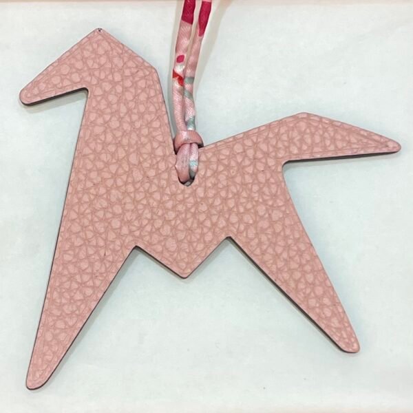 UAE Dubai 187 Factory Paper Crane Charm Epsom Leather Etoupe / Togo Leather Rose Eglantine