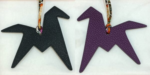 187 Factory Bag Charms Price Noir Epsom Leather / Violet Togo Leather Paper Crane Charms