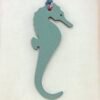187 Factory Blue Atoll Epsom Leather / Dark Coffee Togo Leather Seahorse Charm