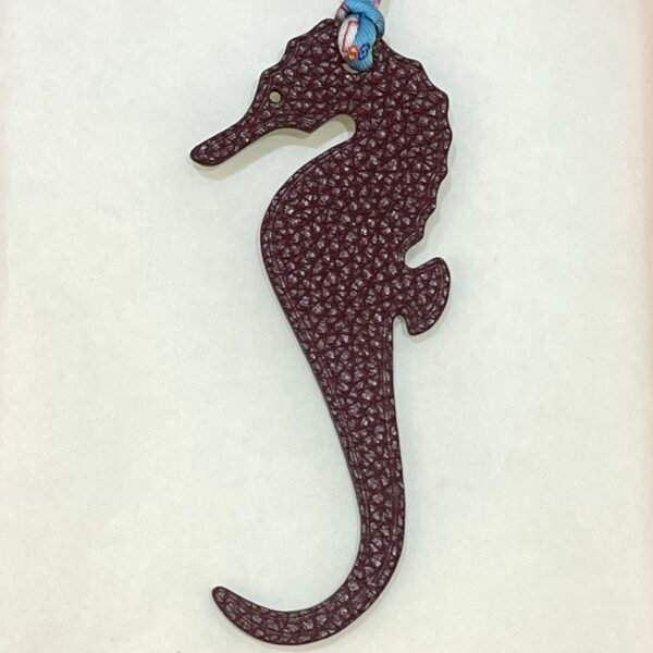 187 Factory Blue Atoll Epsom Leather / Dark Coffee Togo Leather Seahorse Charm