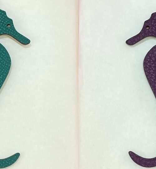 187 Factory Bag Charm Price Malachite Epsom / Violet Togo Seahorse Charm