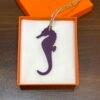 187 Factory Bag Charm Price Malachite Epsom / Violet Togo Seahorse Charm