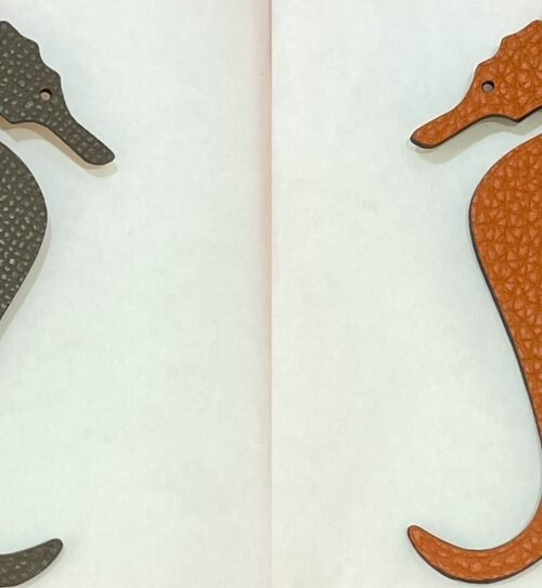 187 Factory Seahorse Charm Images Epsom Leather Etoupe / Togo Leather Orange