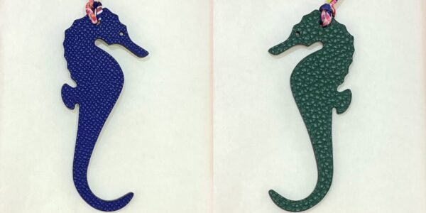 187 Factory Seahorse Charm Images Epsom Leather Blue Electric / Togo Leather Malachite