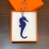 187 Factory Seahorse Charm Images Epsom Leather Blue Electric / Togo Leather Malachite