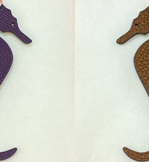 187 Factory Seahorse Charm Violet Epsom Leather / Gold Togo Leather